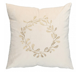 Polštář s výplní - s věncem, béžový, 100% polyester, 45 x 45 cm