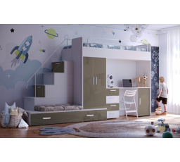 Posteľ PARADISE 5, Biela Sivá Lesk