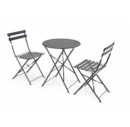 LIVORNO záhradný set (stôl a 2 stoličky), čierny (1p=1ks)