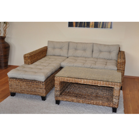 Sedacia súprava Penang pravé vankúše tmavé béžové zvýraznenia