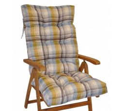 Poduška na teakové záhradné kreslo vysoké - látka UNIKO žltá kocka