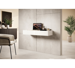 Závesný písací stôl Nicole, biely / biely matný