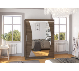 Posuvná skriňa so zrkadlom a LED osvetlením MODESTO 150 Choco+Choco