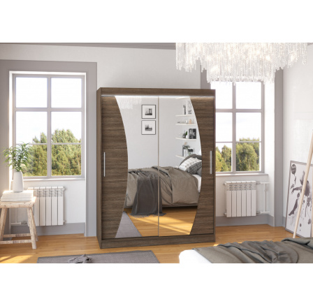 Posuvná skriňa so zrkadlom a LED osvetlením MODESTO 150 Choco+Choco Posuvná skriňa so zrkadlom a LED osvetlením MODESTO 150 Choco+Choco