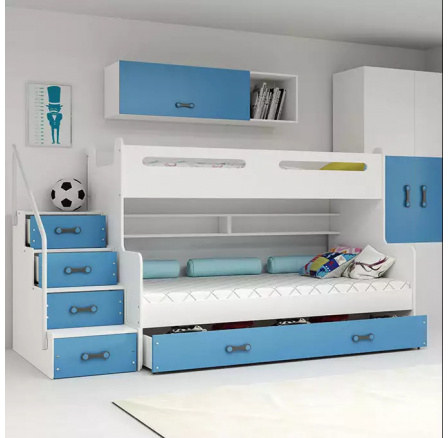 Poschodová posteľ MAX 3 Modrá 120 X 200
