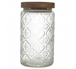 Sklenená nádoba Cisele s agátovým vekom 1l výšivka