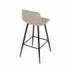 Stolička barová, cappuccino látka, štvornohá kovová podnož, čierny mat