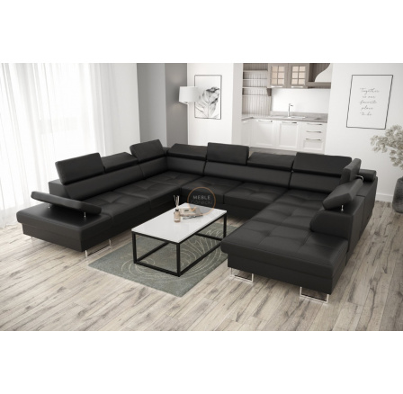 Rohová sedacia súprava GALAXY MAX I s funkciou spania 280X350X225 prírodná koža - čierna koža, Ľavá strana Rohová sedacia súprava GALAXY MAX I s funkciou spania 280X350X225 prírodná koža - čierna koža, Ľavá strana