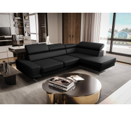 Rohová Kožená sedacia súprava MILANO I - čierna, pravá