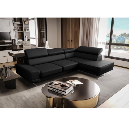 Rohová Kožená sedacia súprava MILANO I - čierna, pravá