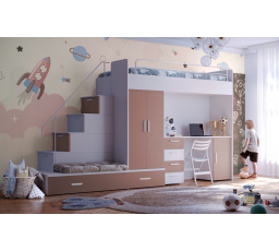 Vyvýšená posteľ PARADISE 5, Biela Ružová matná