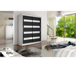 Šatníková skriňa WENTURA IV, Biela/Čierna