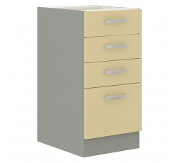 Kuchynská dolná skrinka KARPO 40 D 4S BB, krémový lesk/sivá