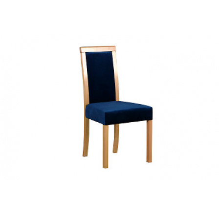 ROMANA 3 - jedálenská stolička dub granson / látka tmavomodrá č. 21 - (ROMA 3) kolekcia "DRE" (K150-Z)
