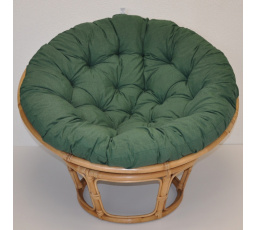 Ratanový papasan 100 cm medový vankúš tmavozelený