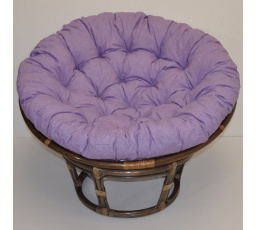 Ratanový papasan 110 cm hnedý vankúš fialové odlesky