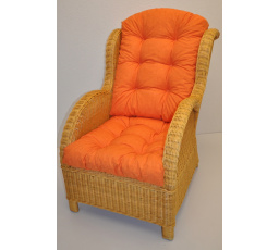 Ratanové kreslo Ušný medový vankúš oranžové zvýraznenia