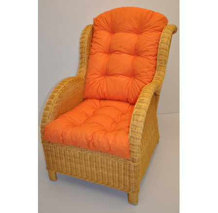 Ratanové kreslo Ušný medový vankúš oranžové zvýraznenia