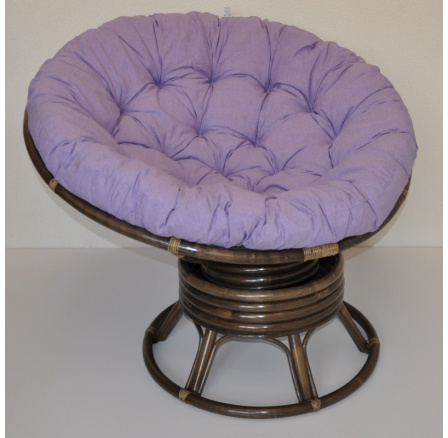 Ratanový papasan hojdací hnedý poduška fialový melír