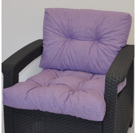 Poduška na kreslo z umelého ratanu - látka fialový melír