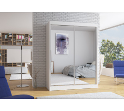 Posuvná skriňa so zrkadlom FLOREST 150 Biela+Biela