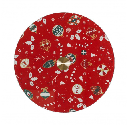 Červený otočný podnos na tortu 28 cm