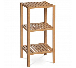 Regál, 3 police, masívny bambus, prírodný odtieň, nosnosť 9 kg