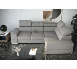 Rohová sedacia súprava ROYAL II 280×210 prírodná koža - sivá koža, pravá