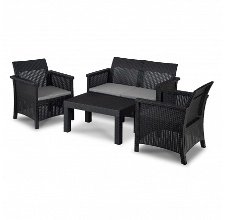 Súprava Záhradného Nábytku BRENTA Čierna/Sivá