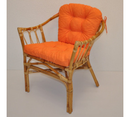 Ratanové kreslo Subaliu - vankúš oranžové zvýraznenia