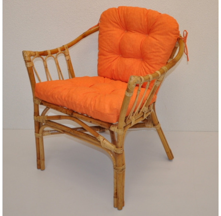Ratanové kreslo Subaliu - vankúš oranžové zvýraznenia