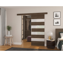 Posuvné dvere na stenu MILOU 86 Choco+White Lacobel