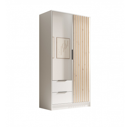 Šatní skriňa Neri 100 so zrkadlami Biela+Biela