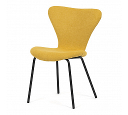 Jedálenská stolička, žltá látka, nohy čierny kov