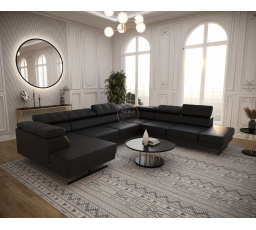 Rohová sedacia súprava EMPORIO MAX II 300X350X180 - pravá, Eko Koža čierna