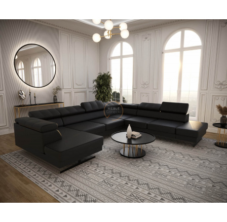Rohová sedacia súprava EMPORIO MAX II 300X350X180 - pravá, Eko Koža čierna Rohová sedacia súprava EMPORIO MAX II 300X350X180 - pravá, Eko Koža čierna