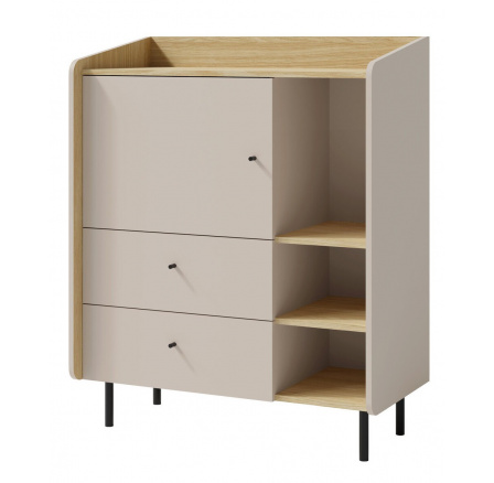 Komoda ALESSIO AE 9, pieskovo béžová/olejovaný dub