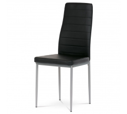 Jedálenská stolička, čierna koženka, sivý kov