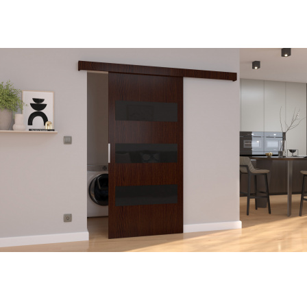 Posuvné dvere na stenu ARES 86 Wenge+Black Lacobel Posuvné dvere na stenu ARES 86 Wenge+Black Lacobel