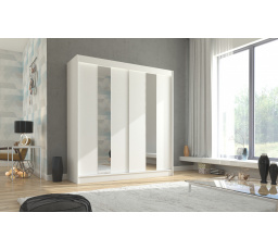 Šatní skriňa s posuvnými dverami a zrkadlom BALTON 200 Biela+Biela