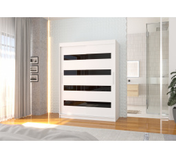 Posuvná skriňa s lacobelom MARTINEZ 150 Biela+Čierny Lacobel