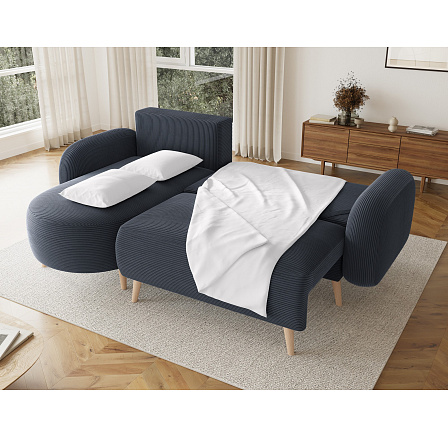 Bawal corner sofa with sleeping function and storage compartment, dark grey velvet, left-hand side Jarell 06 188x100 Left 1