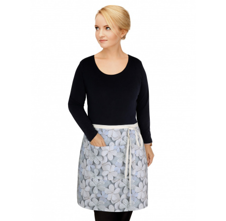 Kuchynská zástera do pása sivý kvet