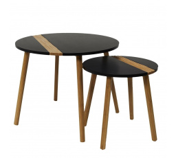 Sada 2 konferenčných stolíkov Paraiba čierny/prírodný