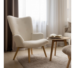 MOSS TEDDY BOUCLE Kreslo biele 70x95 cm