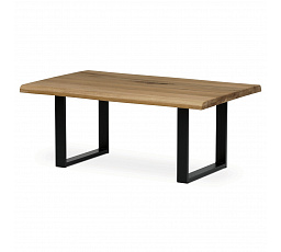 Konferenčný stôl 110x70 cm, dubový masív, prírodná hrana, kovová noha "U" 6x2 cm
