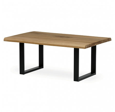 Konferenčný stôl 110x70 cm, dubový masív, prírodná hrana, kovová noha "U" 6x2 cm