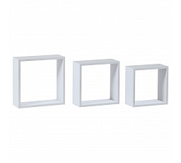 Nástenná polica, sada 3 kusov, MDF, matná biela, balená v ochrannej fólii