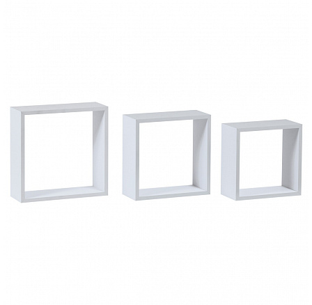 Nástenná polica, sada 3 kusov, MDF, matná biela, balená v ochrannej fólii