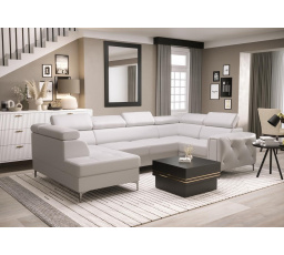 Rohová sedacia súprava ORION MAX II s funkciou spania 165x350x185 cm - biela eko koža, pravá